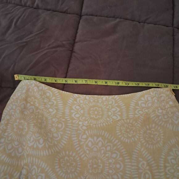 Ann Taylor Loft Skirt Women's 6 Midi Yellow White Floral Patterned Linen Blend - Picture 5 of 6